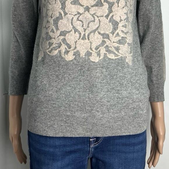 J. Crew Vintage Cashmere Wool Blend Floral Appliqué Women's Sweater - Picture 5 of 10